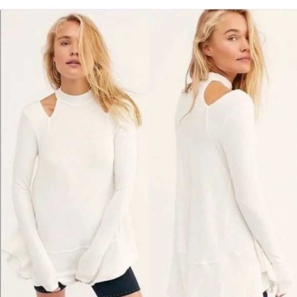 FREE PEOPLE Downtown Girl Cutout‎ Tunic Ivory Long Sleeve | Small